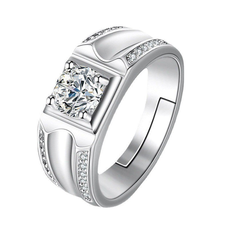 #LUNA-45 1-Carat Zirconia Imitation Moissanite Open-Style Ring: 8 Hearts & 8 Arrows Design - Adjustable, Shining Fashion Accessory for Women