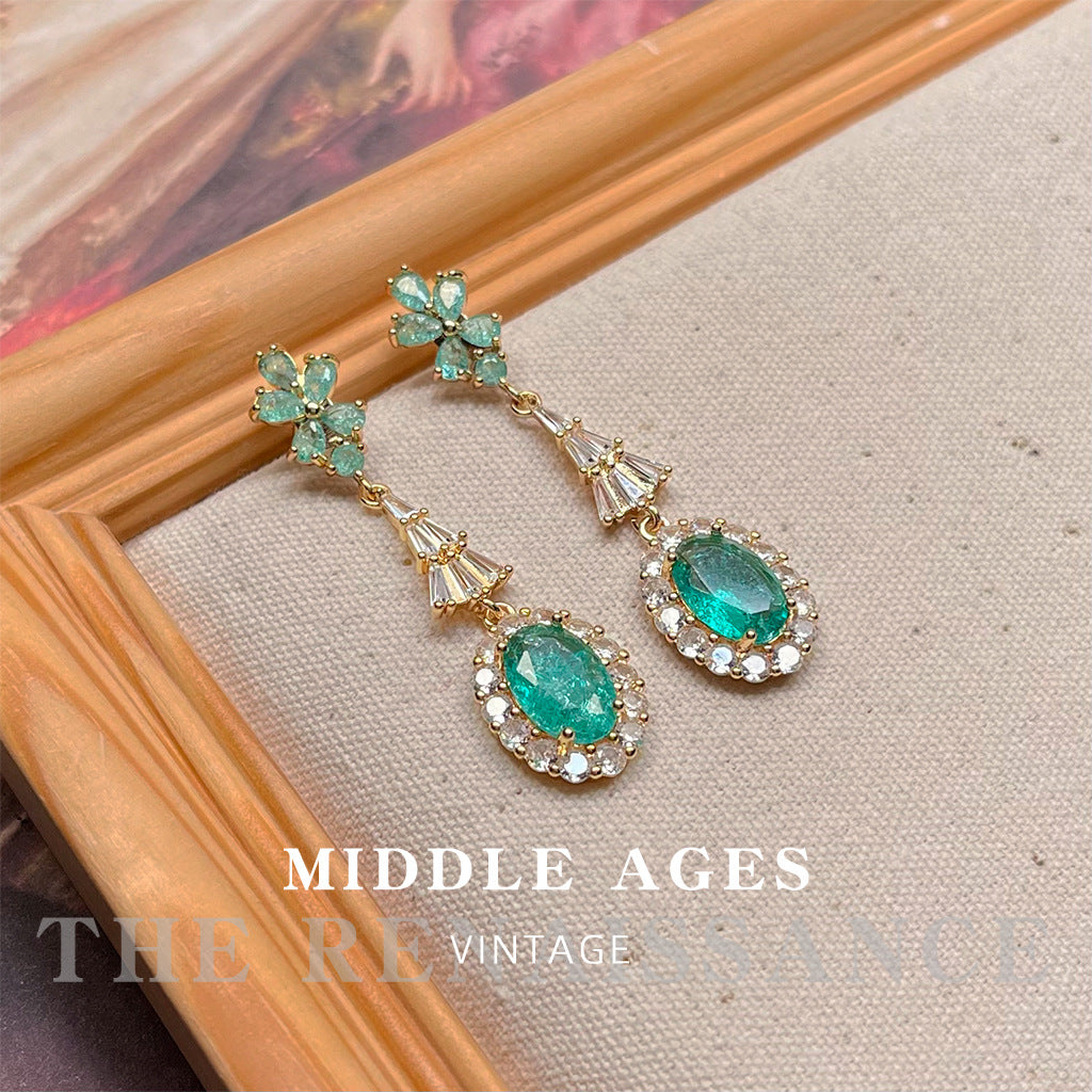 #LUNA-01 Vintage Chunky Colorful Zirconia Earrings: Exaggerated Retro Western-Style Studs for a Luxe Palace Aesthetic