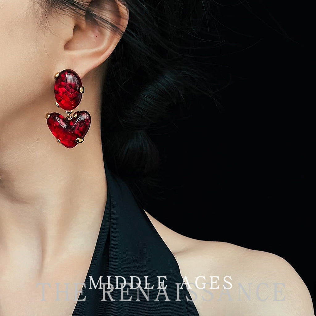 #LUNA-01 Vintage Chunky Colorful Zirconia Earrings: Exaggerated Retro Western-Style Studs for a Luxe Palace Aesthetic