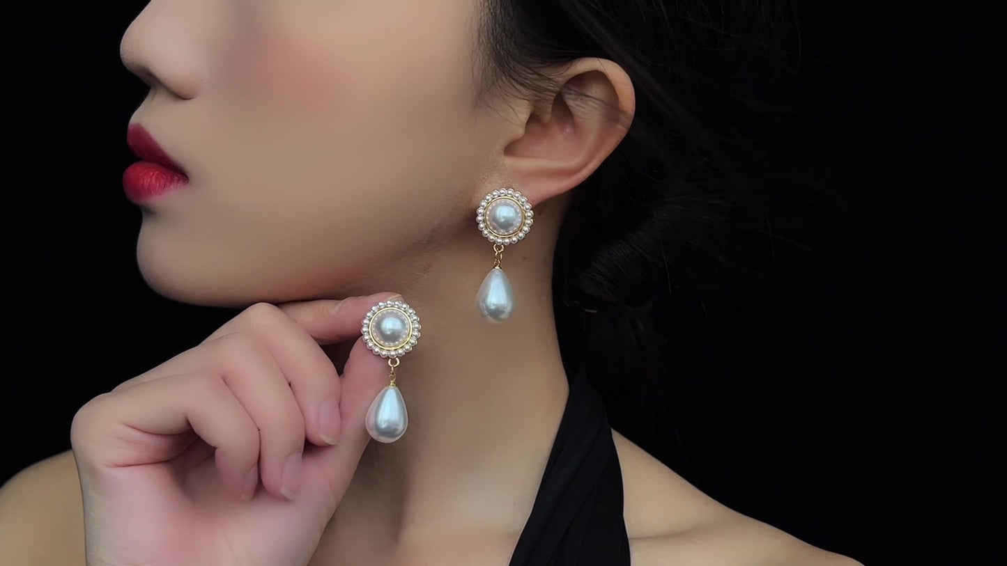 #LUNA-01 Baroque Pearl & Floral Earrings – Vintage French Palace Luxury with a Modern Twist