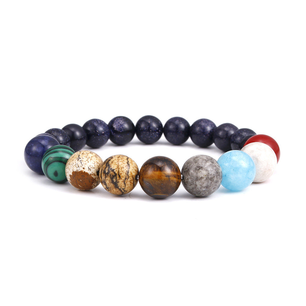 #LUNA-88 Galaxy-Inspired Planetary Bracelet - Natural Stone Stretch Bracelet for Cosmic Protection