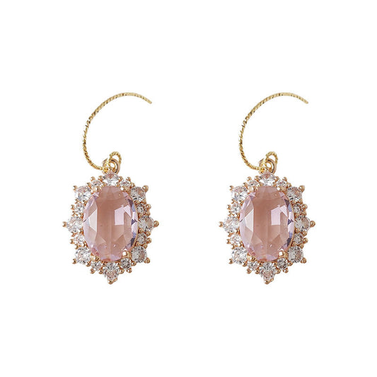 #LUNA-01 Vintage Chunky Colorful Zirconia Earrings: Exaggerated Retro Western-Style Studs for a Luxe Palace Aesthetic