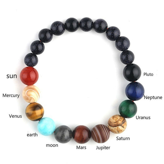 #LUNA-88 Galaxy-Inspired Planetary Bracelet - Natural Stone Stretch Bracelet for Cosmic Protection